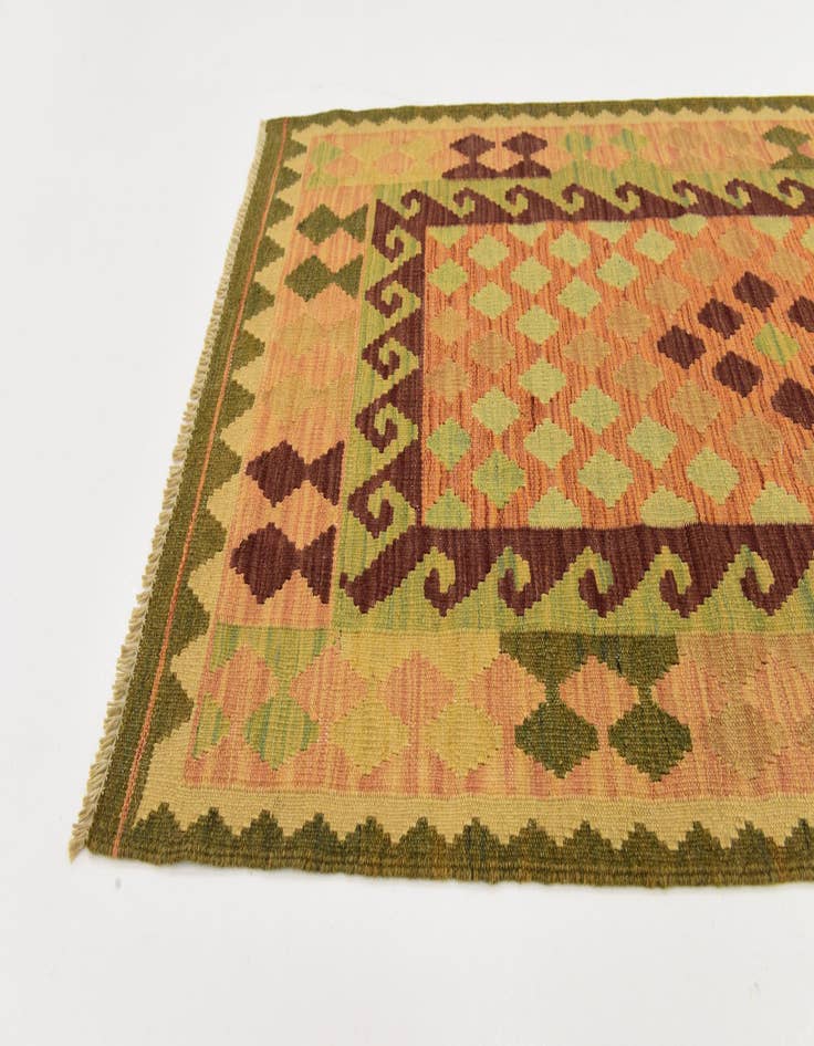Detail image of  2' 8 x 9' 8  Hand Woven Kilim Maymana Wool Runner Rug