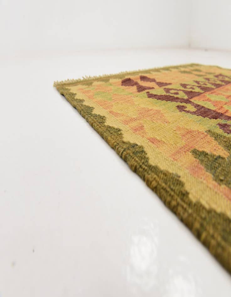 Detail image of  2' 8 x 9' 8  Hand Woven Kilim Maymana Wool Runner Rug