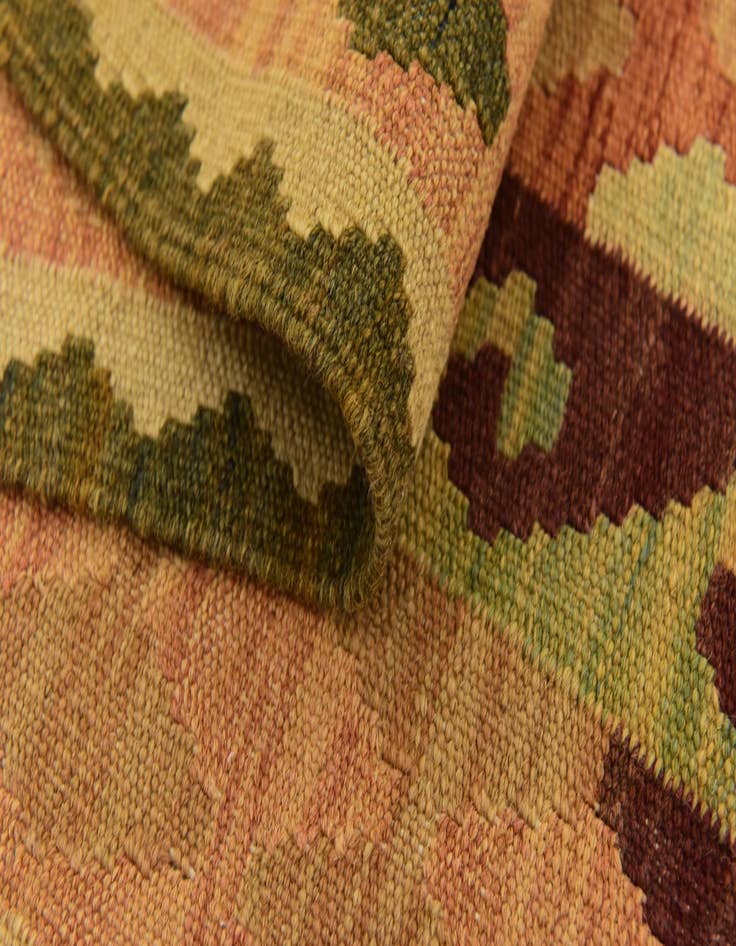 Detail image of  2' 8 x 9' 8  Hand Woven Kilim Maymana Wool Runner Rug