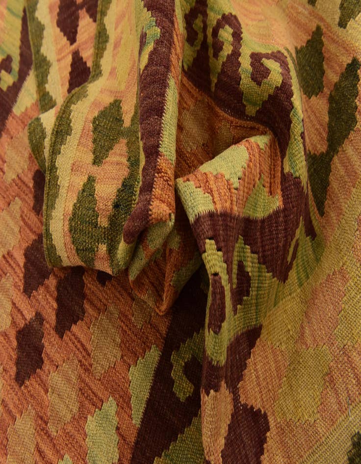 Detail image of  2' 8 x 9' 8  Hand Woven Kilim Maymana Wool Runner Rug
