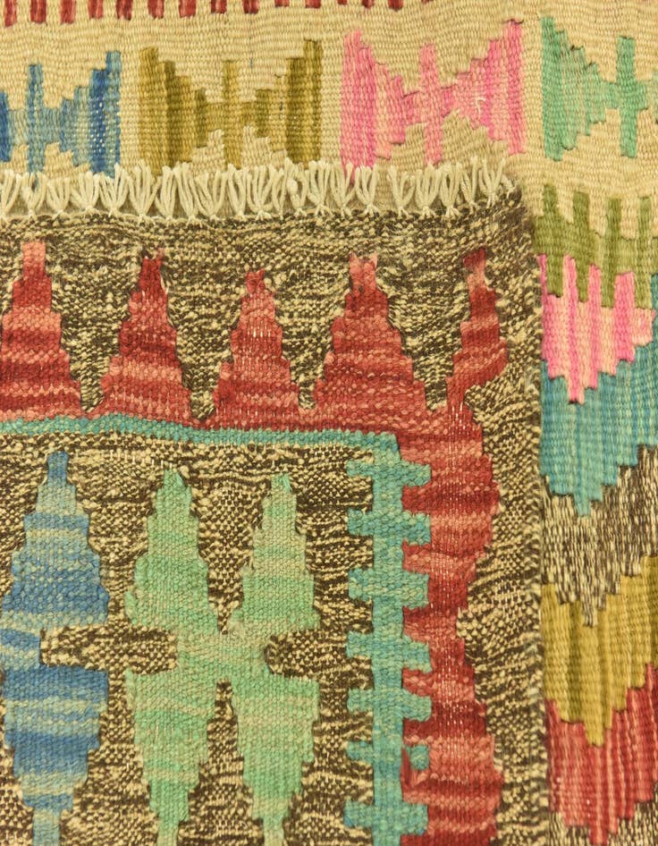 Detail image of  3' 4 x 6' 8  Hand Woven Kilim Maymana Wool Runner Rug