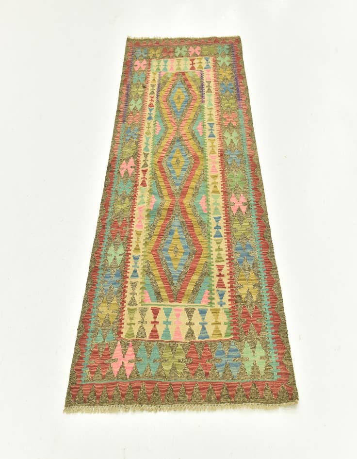 Detail image of  3' 4 x 6' 8  Hand Woven Kilim Maymana Wool Runner Rug