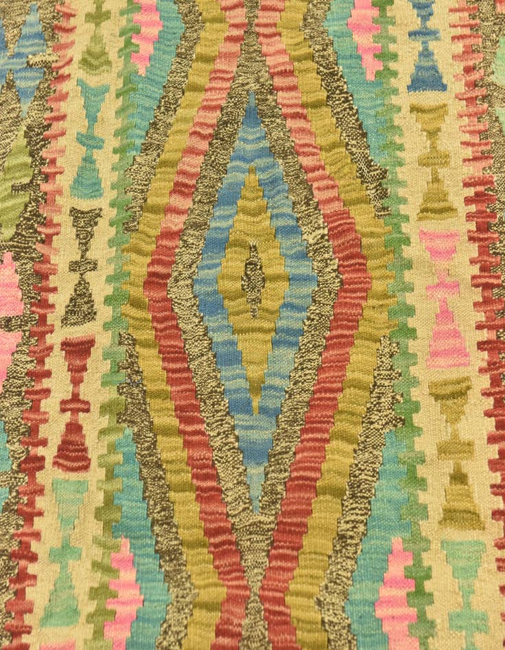 Detail image of  3' 4 x 6' 8  Hand Woven Kilim Maymana Wool Runner Rug