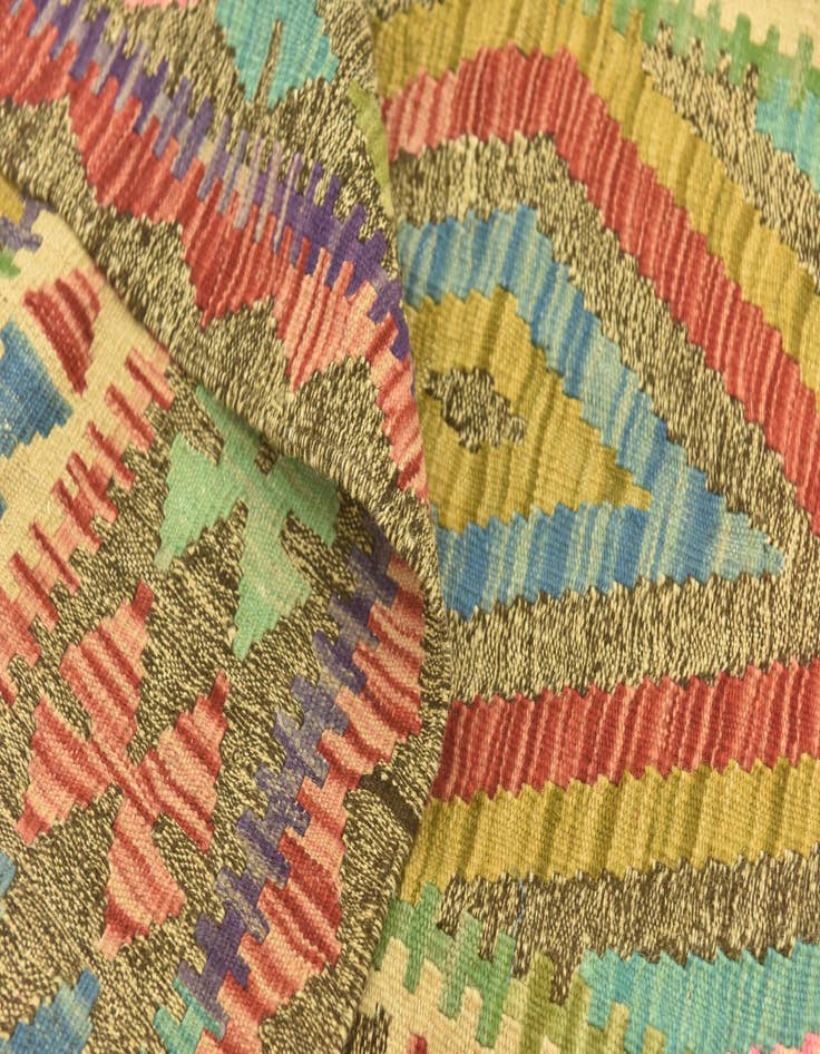 Detail image of  3' 4 x 6' 8  Hand Woven Kilim Maymana Wool Runner Rug