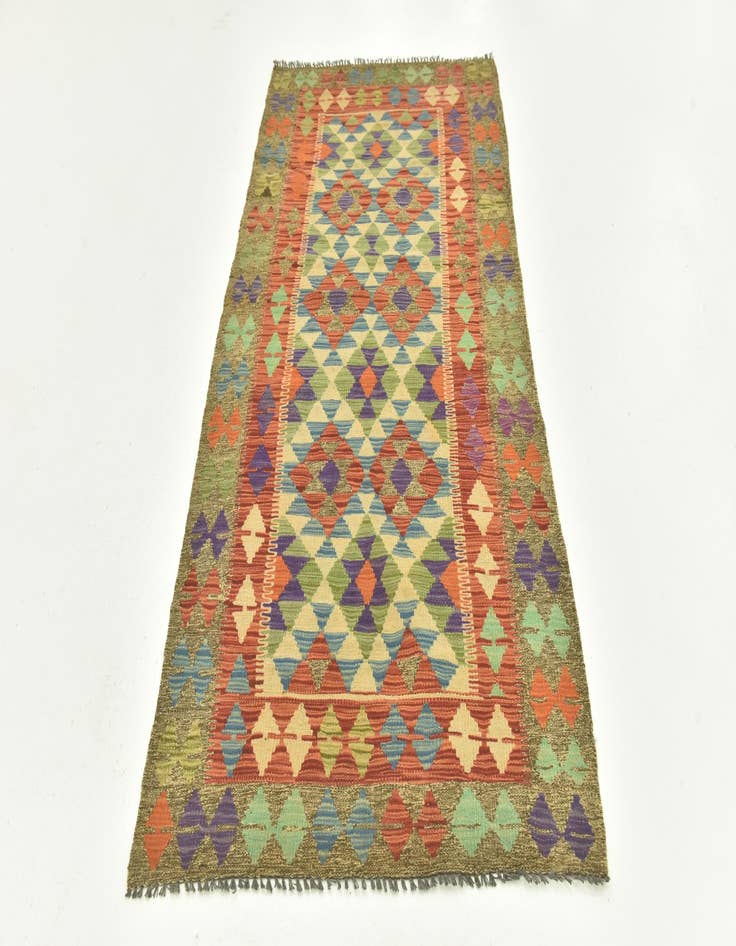 Detail image of  3' 3 x 6' 8  Hand Woven Kilim Maymana Wool Runner Rug