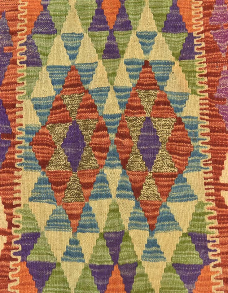 Detail image of  3' 3 x 6' 8  Hand Woven Kilim Maymana Wool Runner Rug