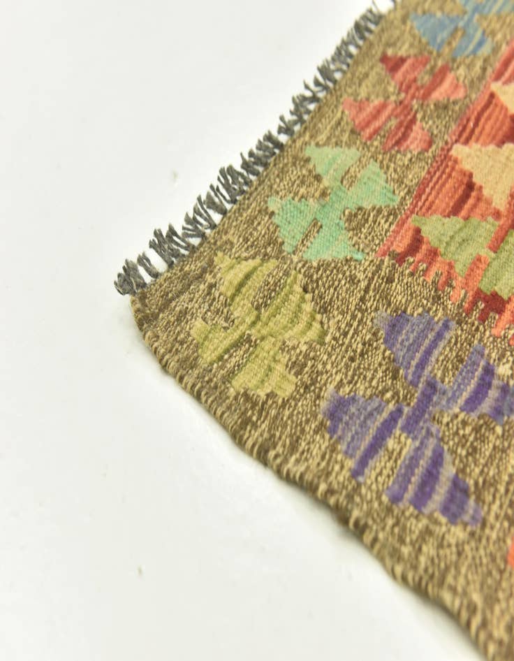 Detail image of  3' 3 x 6' 8  Hand Woven Kilim Maymana Wool Runner Rug
