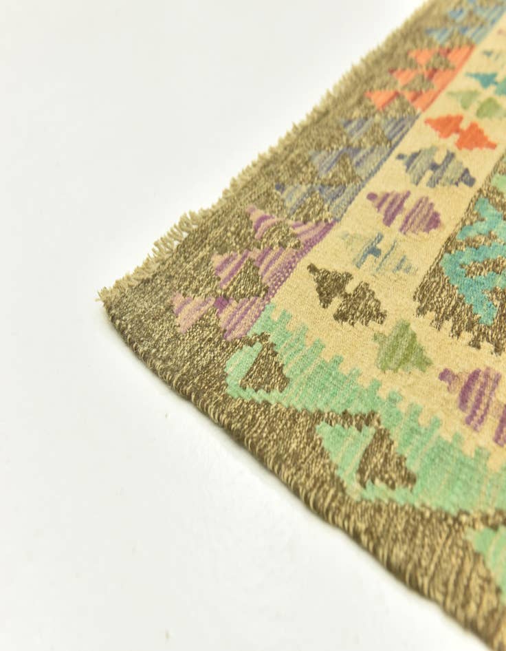 Detail image of  3' 1 x 6' 6  Hand Woven Kilim Maymana Wool Runner Rug