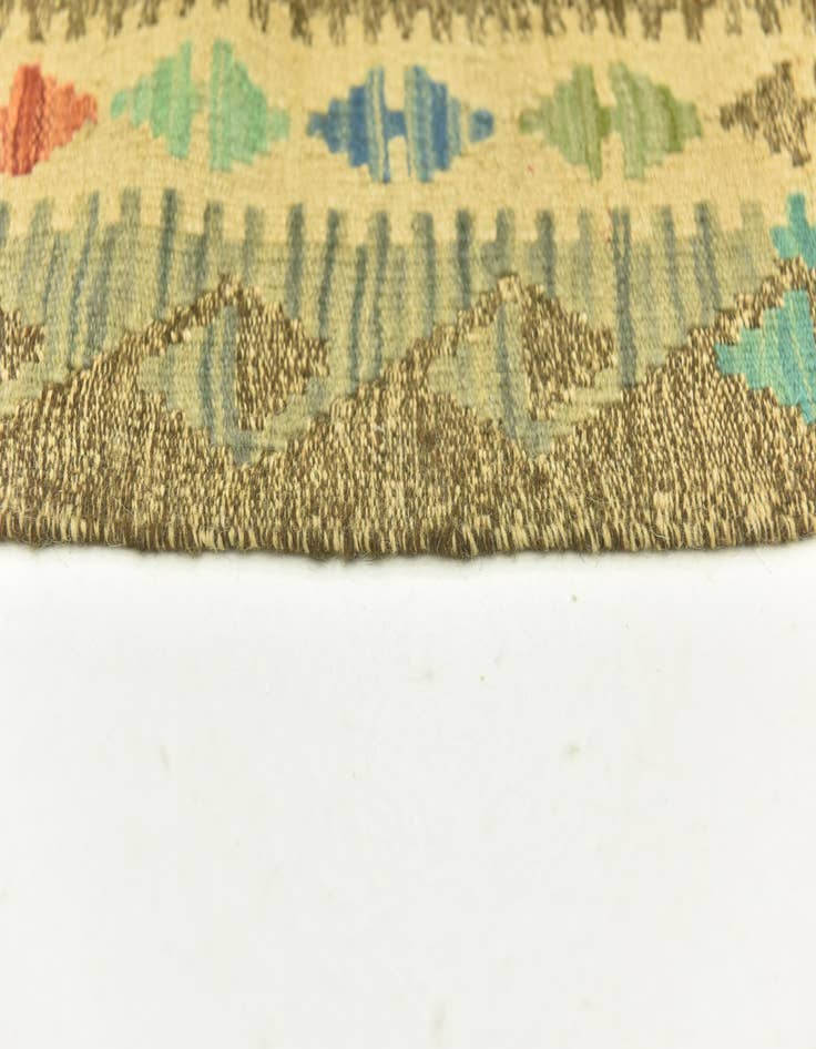 Detail image of  3' 1 x 6' 6  Hand Woven Kilim Maymana Wool Runner Rug