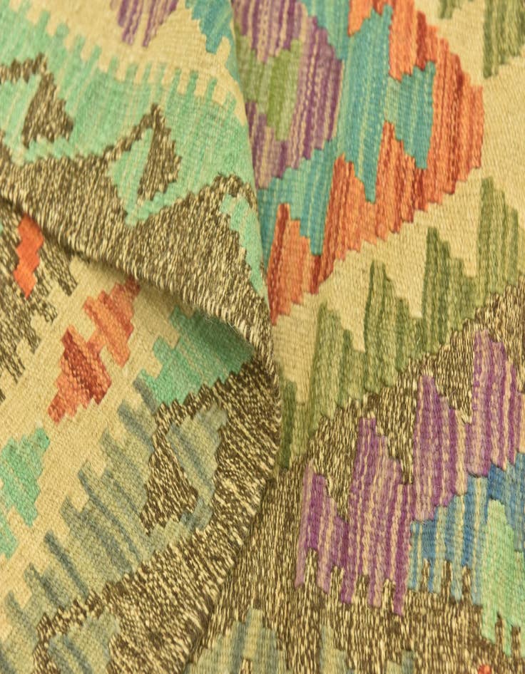 Detail image of  3' 1 x 6' 6  Hand Woven Kilim Maymana Wool Runner Rug