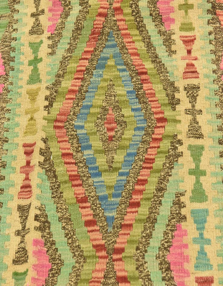 Detail image of  3' 4 x 6' 6  Hand Woven Kilim Maymana Wool Runner Rug