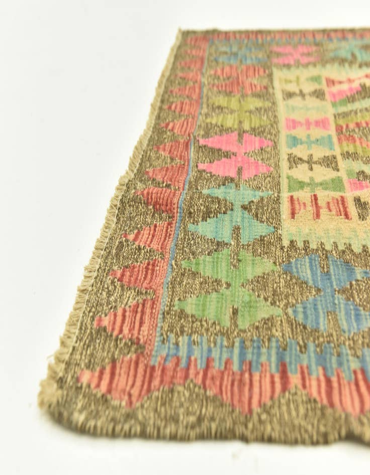 Detail image of  3' 4 x 6' 6  Hand Woven Kilim Maymana Wool Runner Rug