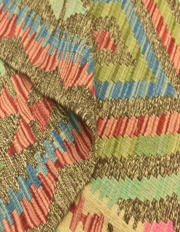 Detail image of  3' 4 x 6' 6  Hand Woven Kilim Maymana Wool Runner Rug