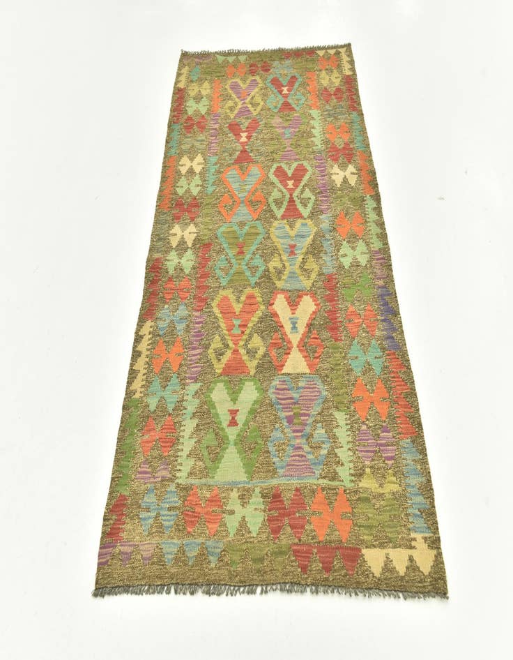 Detail image of  3' 3 x 6' 2  Hand Woven Kilim Maymana Wool Runner Rug