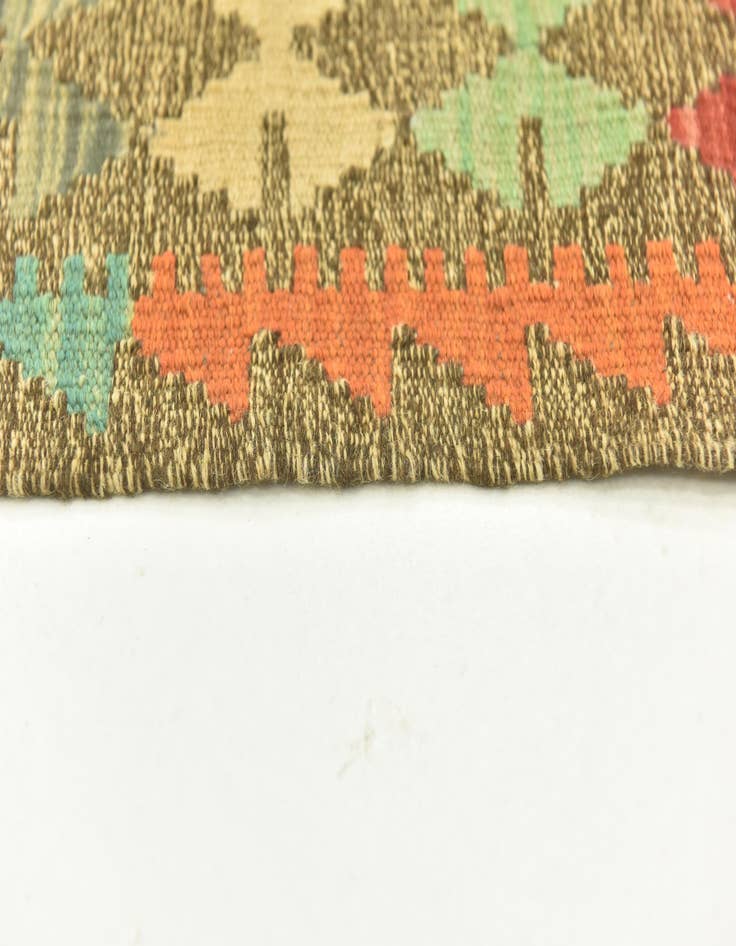 Detail image of  3' 3 x 6' 2  Hand Woven Kilim Maymana Wool Runner Rug