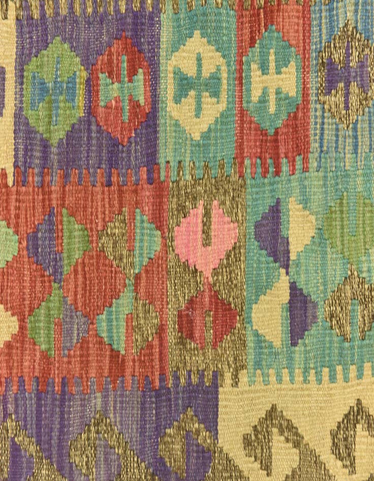 Detail image of  3' 4 x 6' 7  Hand Woven Kilim Maymana Wool Runner Rug
