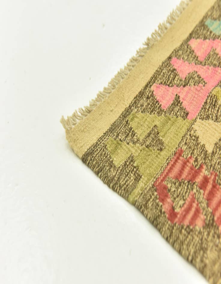 Detail image of  3' 4 x 6' 7  Hand Woven Kilim Maymana Wool Runner Rug