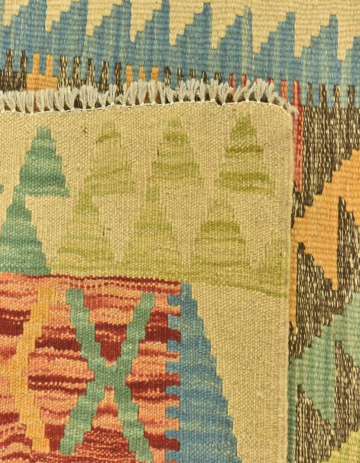 Detail image of  3' 4 x 6' 7  Hand Woven Kilim Maymana Wool Runner Rug