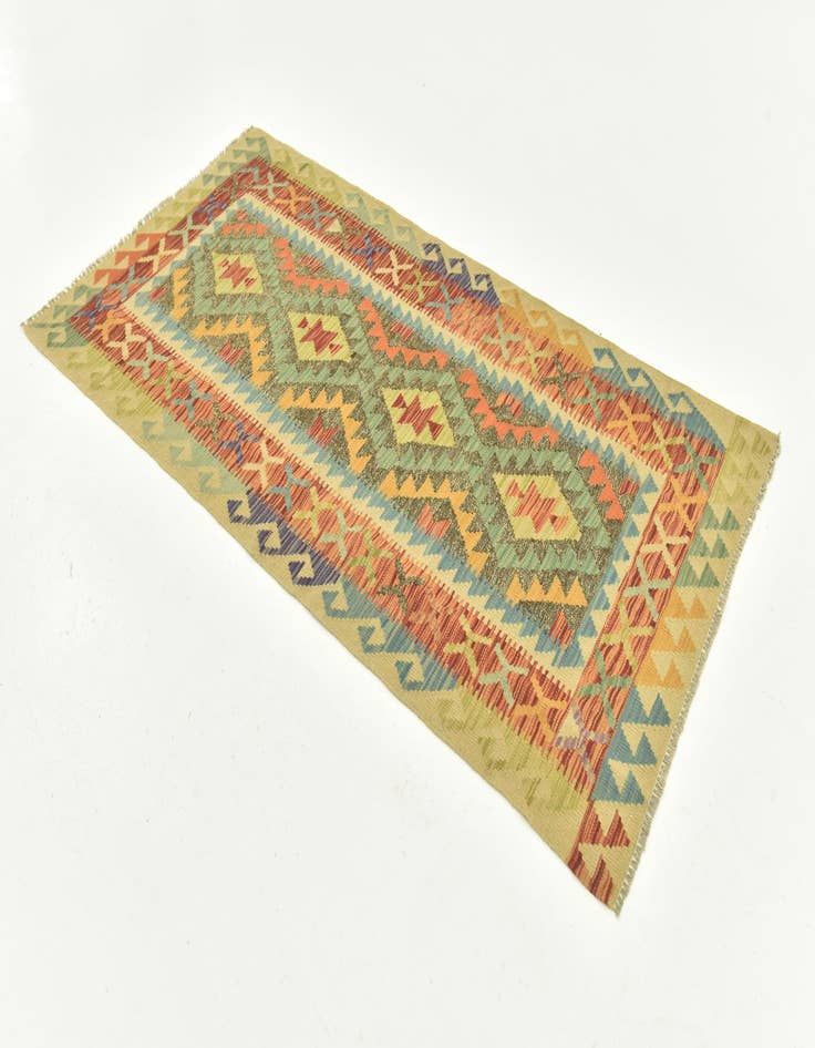 Detail image of  3' 4 x 6' 7  Hand Woven Kilim Maymana Wool Runner Rug