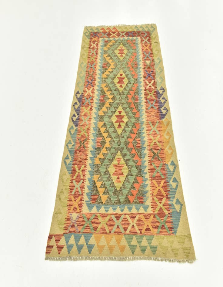 Detail image of  3' 4 x 6' 7  Hand Woven Kilim Maymana Wool Runner Rug