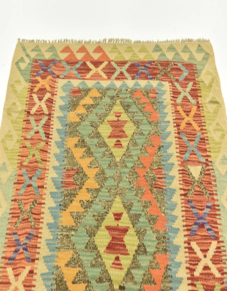 Detail image of  3' 4 x 6' 7  Hand Woven Kilim Maymana Wool Runner Rug