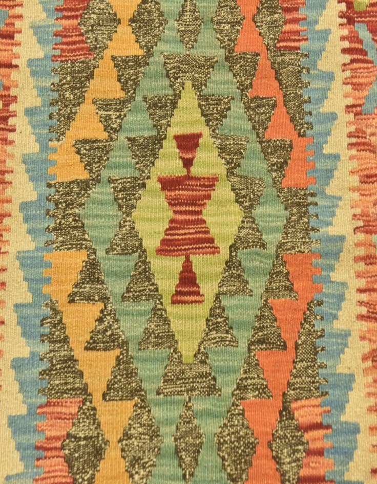 Detail image of  3' 4 x 6' 7  Hand Woven Kilim Maymana Wool Runner Rug