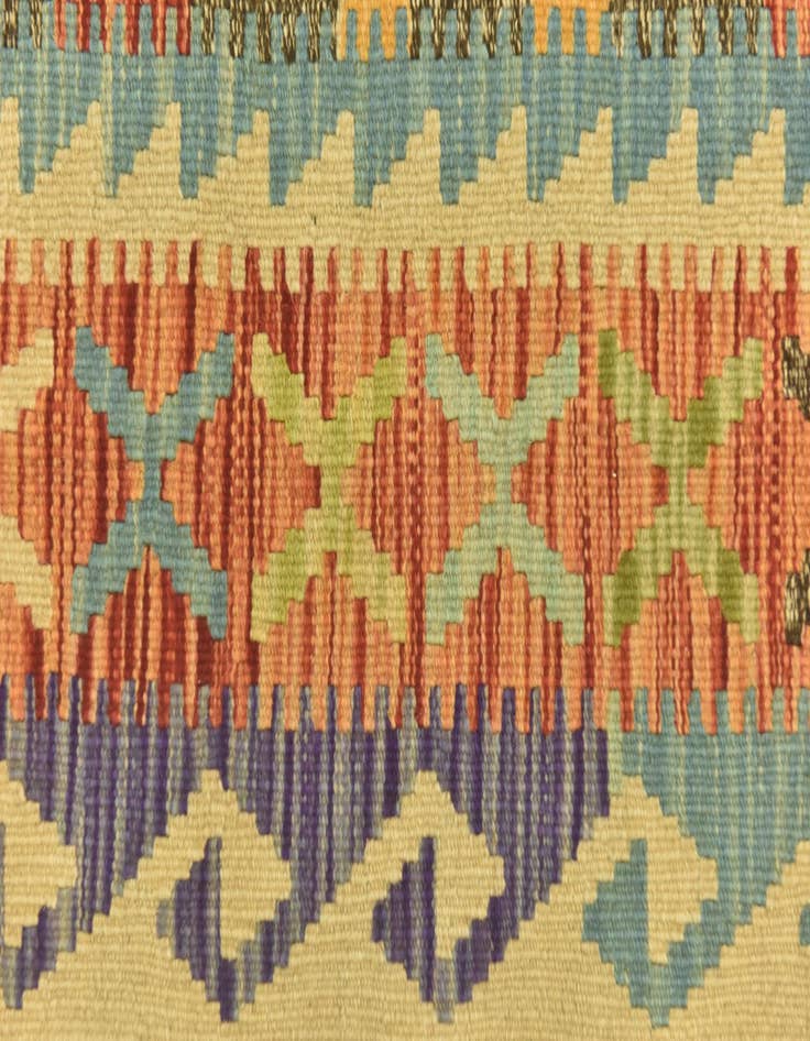 Detail image of  3' 4 x 6' 7  Hand Woven Kilim Maymana Wool Runner Rug