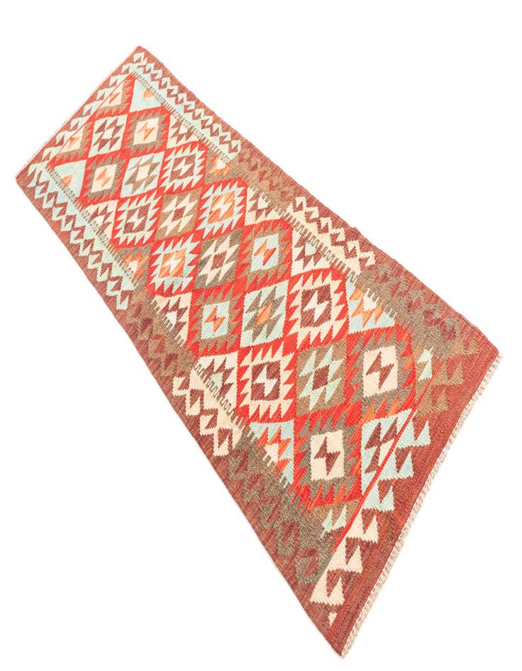 Detail image of  2' 4 x 6' 7  Hand Woven Kilim Maymana Wool Runner Rug