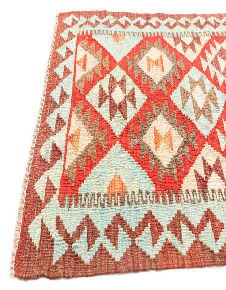 Detail image of  2' 4 x 6' 7  Hand Woven Kilim Maymana Wool Runner Rug