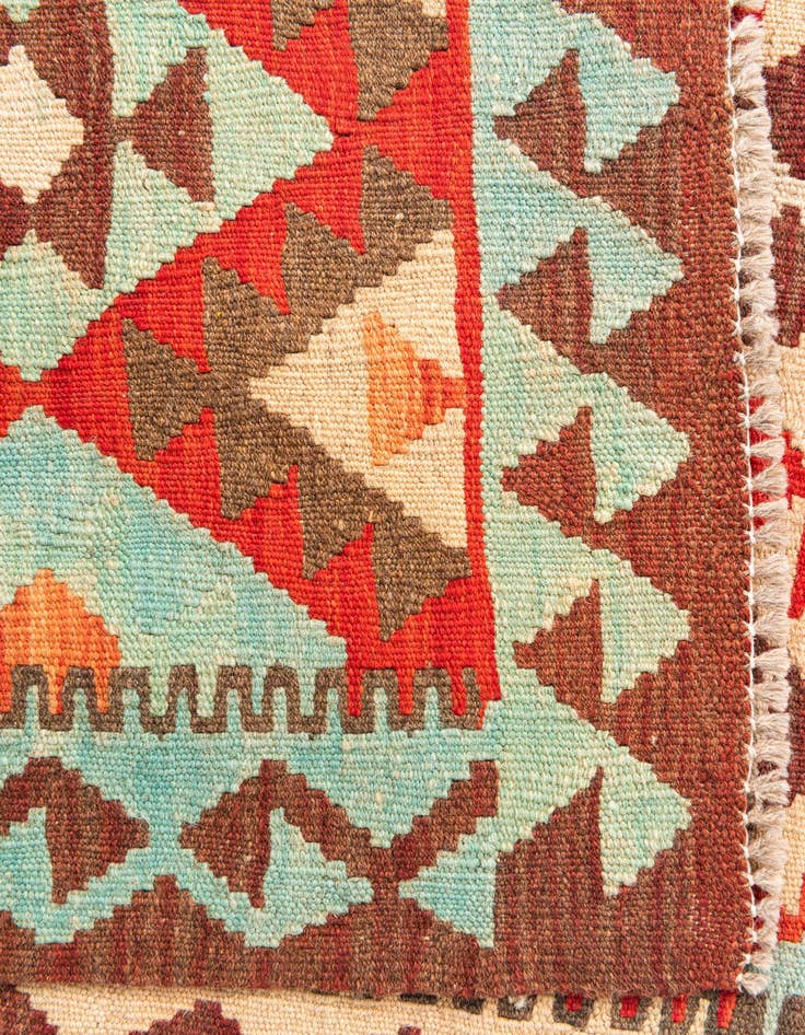 Detail image of  2' 4 x 6' 7  Hand Woven Kilim Maymana Wool Runner Rug