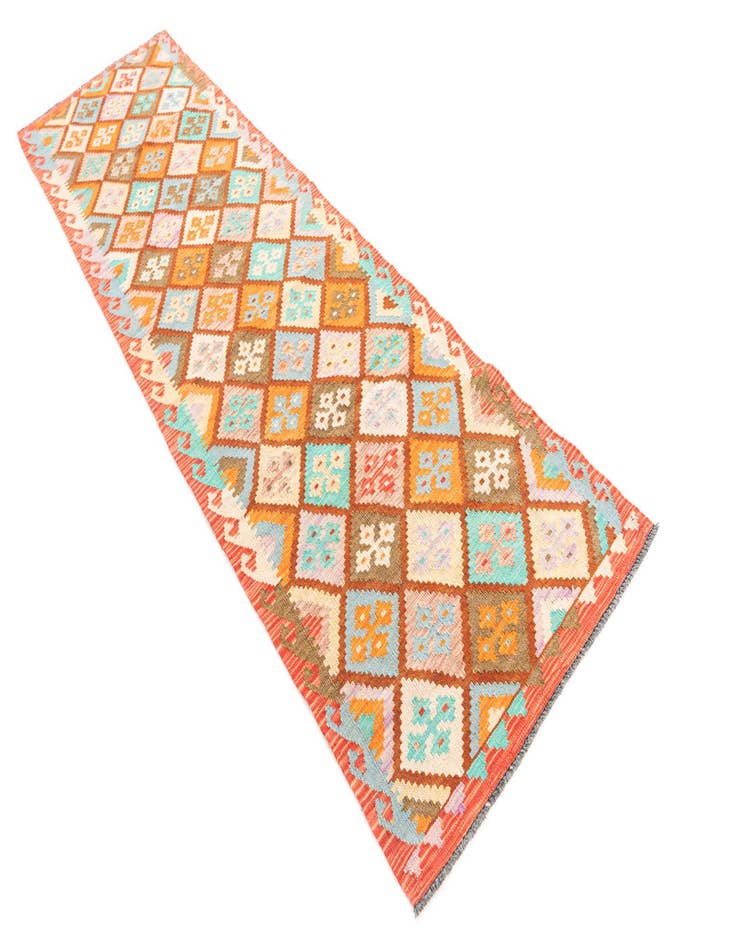 Detail image of  2' 9 x 9' 8  Hand Woven Kilim Maymana Wool Runner Rug