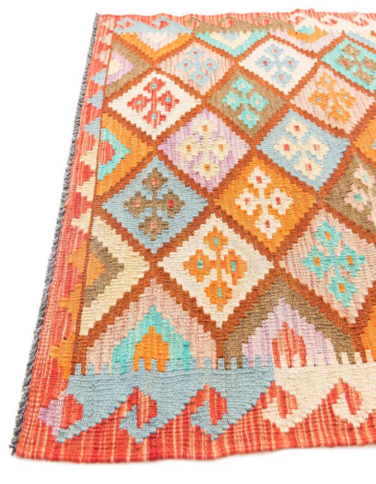 Detail image of  2' 9 x 9' 8  Hand Woven Kilim Maymana Wool Runner Rug