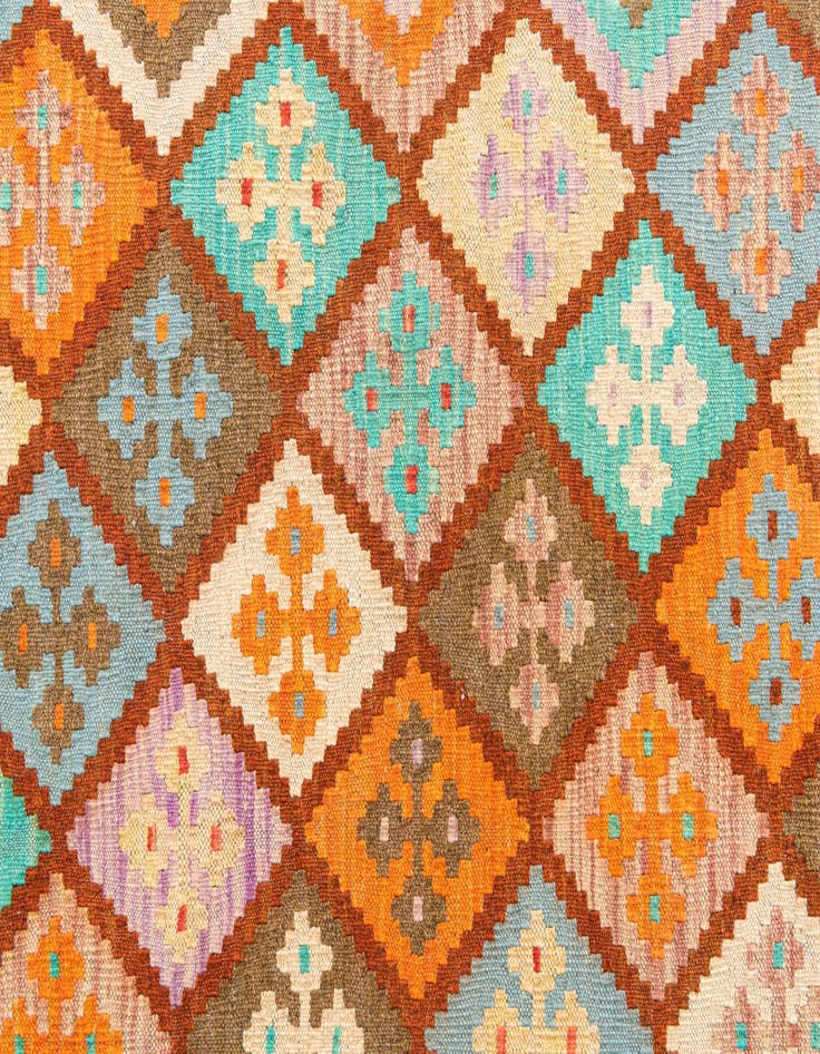 Detail image of  2' 9 x 9' 8  Hand Woven Kilim Maymana Wool Runner Rug