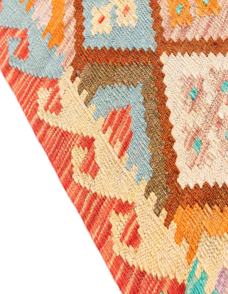 Detail image of  2' 9 x 9' 8  Hand Woven Kilim Maymana Wool Runner Rug