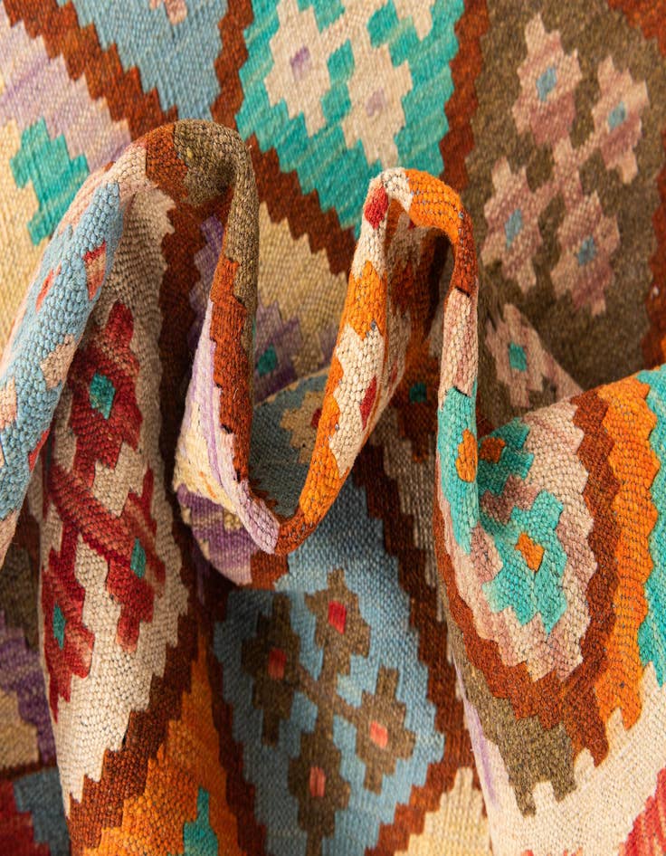 Detail image of  2' 9 x 9' 8  Hand Woven Kilim Maymana Wool Runner Rug