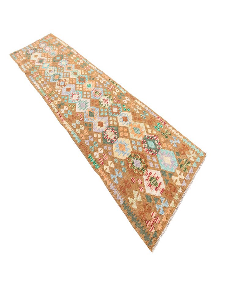 Detail image of  2' 9 x 9' 10  Hand Woven Kilim Maymana Wool Runner Rug