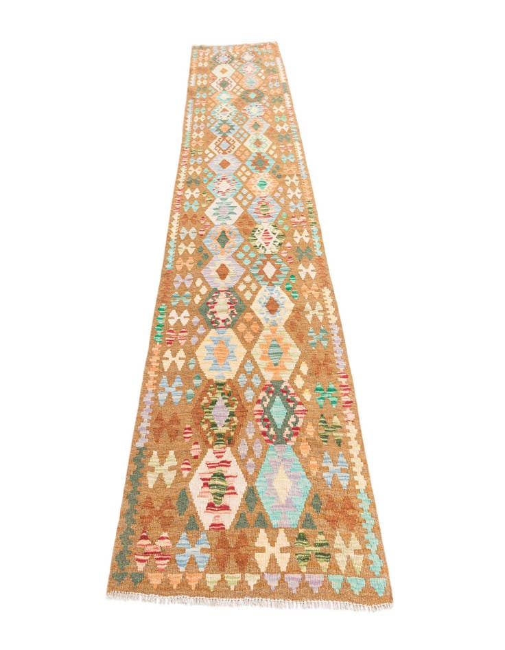 Detail image of  2' 9 x 9' 10  Hand Woven Kilim Maymana Wool Runner Rug