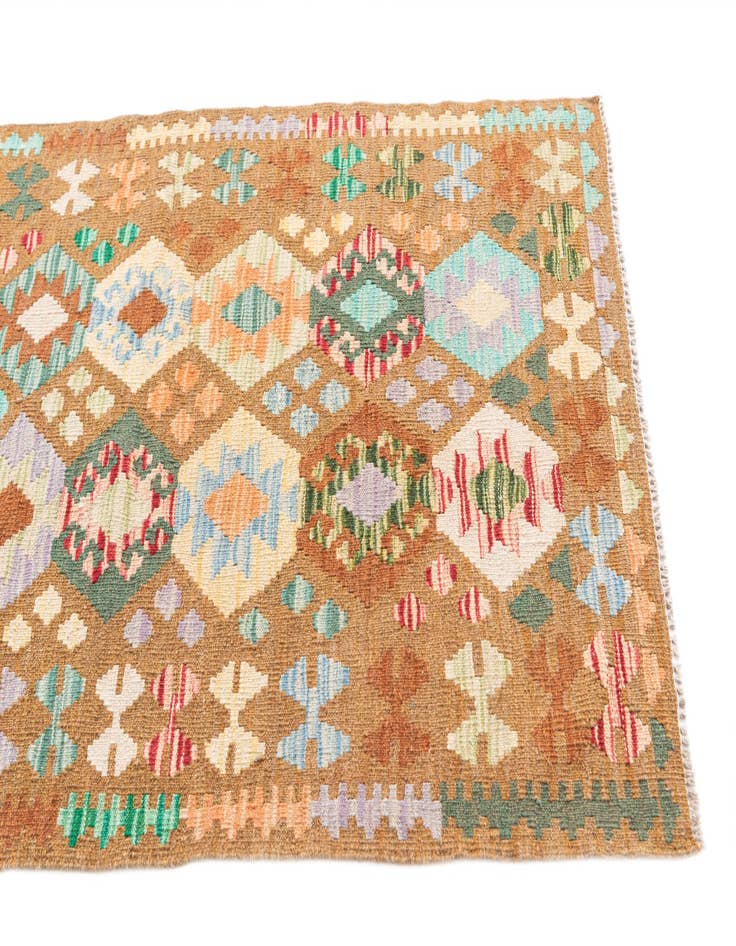 Detail image of  2' 9 x 9' 10  Hand Woven Kilim Maymana Wool Runner Rug