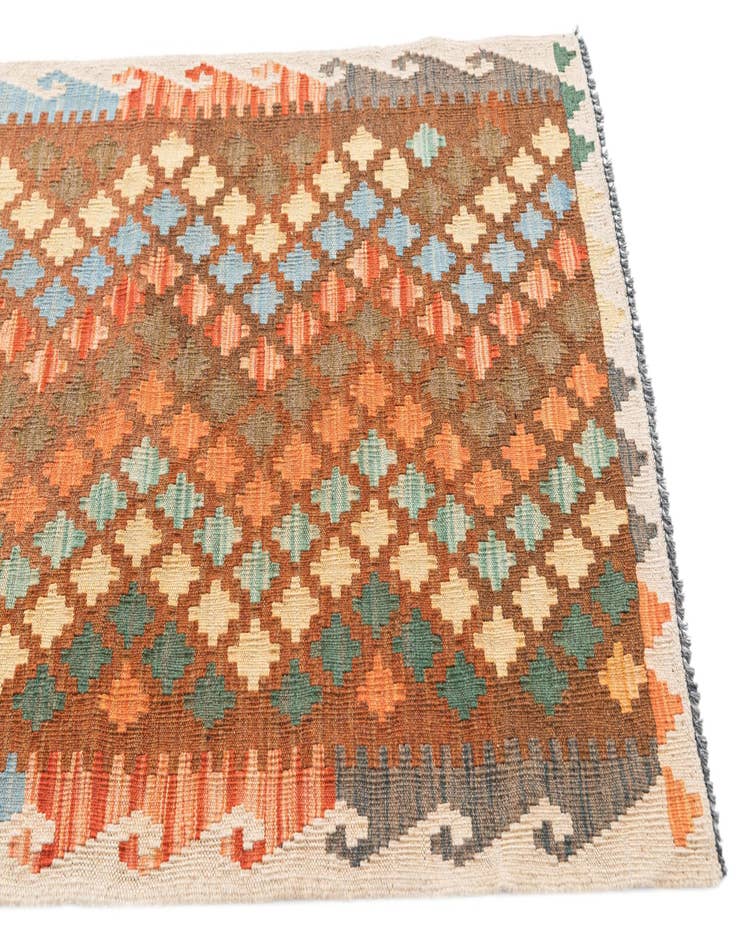 Detail image of  2' 7 x 9' 8  Hand Woven Kilim Maymana Wool Runner Rug