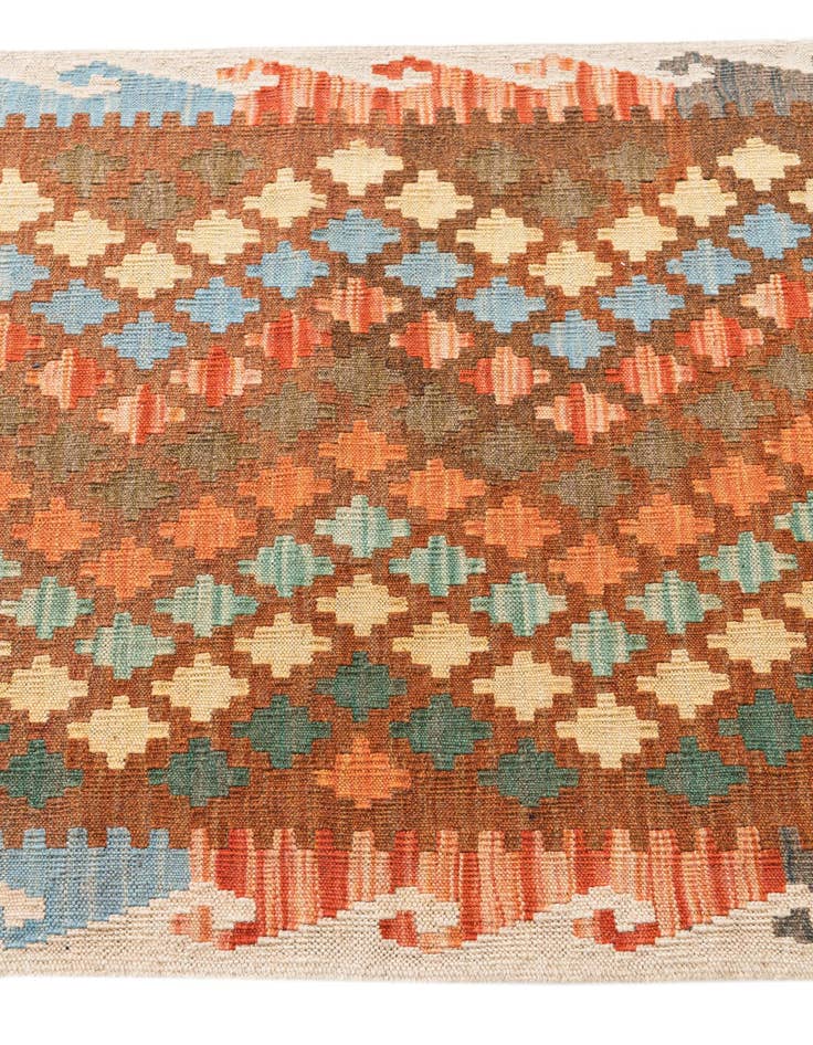 Detail image of  2' 7 x 9' 8  Hand Woven Kilim Maymana Wool Runner Rug