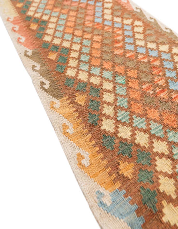 Detail image of  2' 7 x 9' 8  Hand Woven Kilim Maymana Wool Runner Rug
