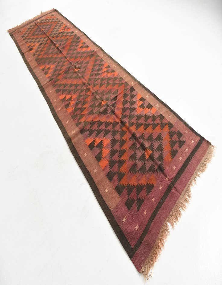 Detail image of  4' 4 x 15'  Hand Woven Kilim Maymana Wool Runner Rug