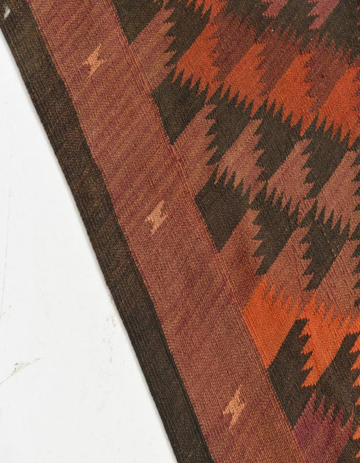 Detail image of  4' 4 x 15'  Hand Woven Kilim Maymana Wool Runner Rug