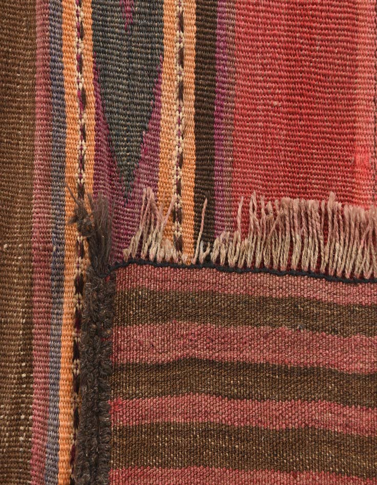 Detail image of  2' 6 x 9' 10  Hand Woven Kilim Maymana Wool Runner Rug