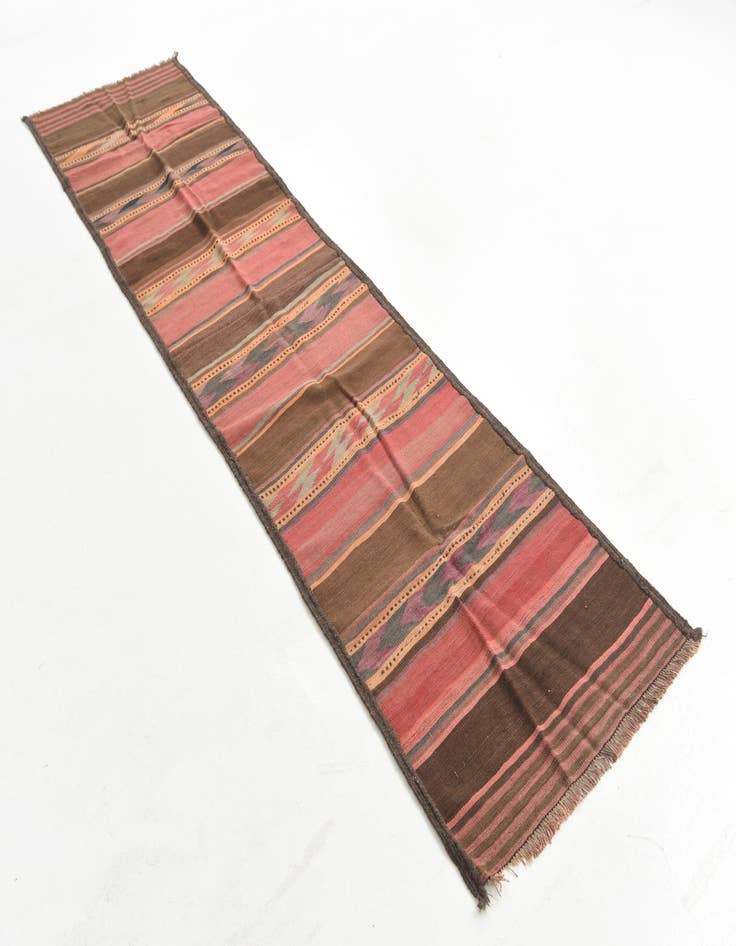 Detail image of  2' 6 x 9' 10  Hand Woven Kilim Maymana Wool Runner Rug