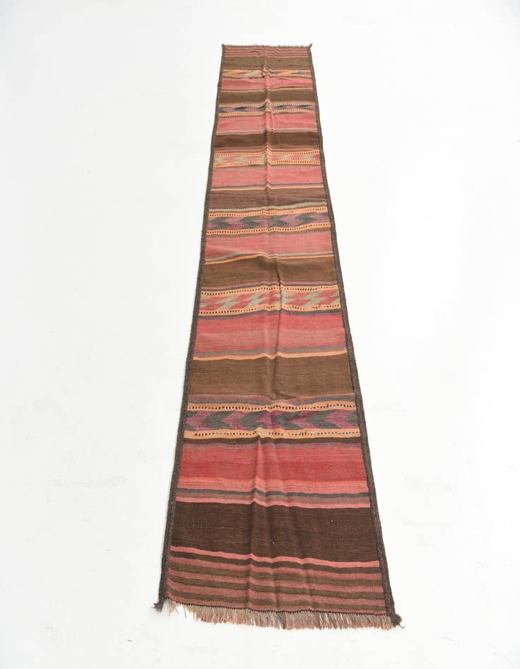 Detail image of  2' 6 x 9' 10  Hand Woven Kilim Maymana Wool Runner Rug