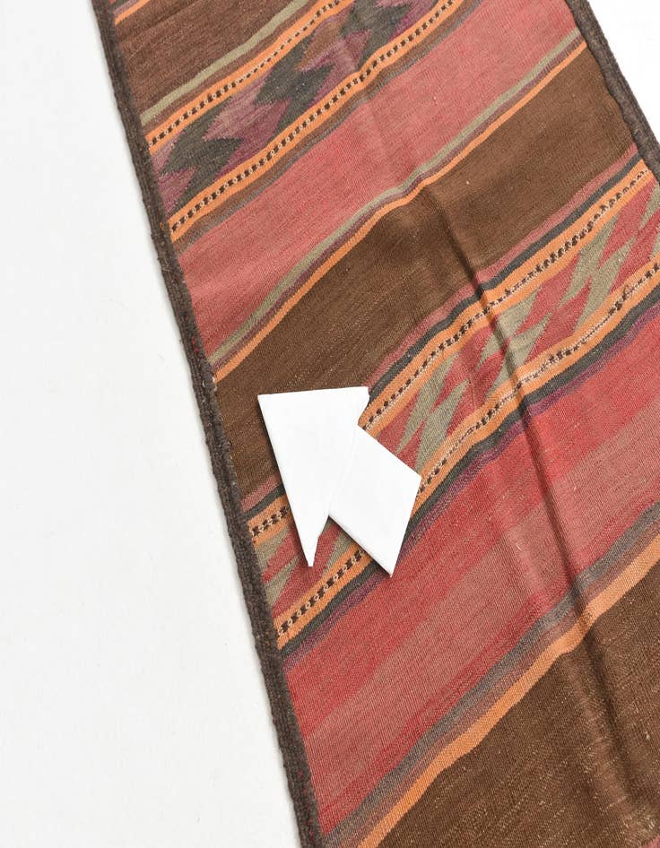 Detail image of  2' 6 x 9' 10  Hand Woven Kilim Maymana Wool Runner Rug