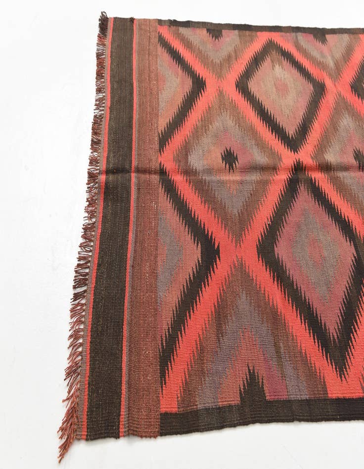 Detail image of  4' 4 x 14' 6  Hand Woven Kilim Maymana Wool Runner Rug