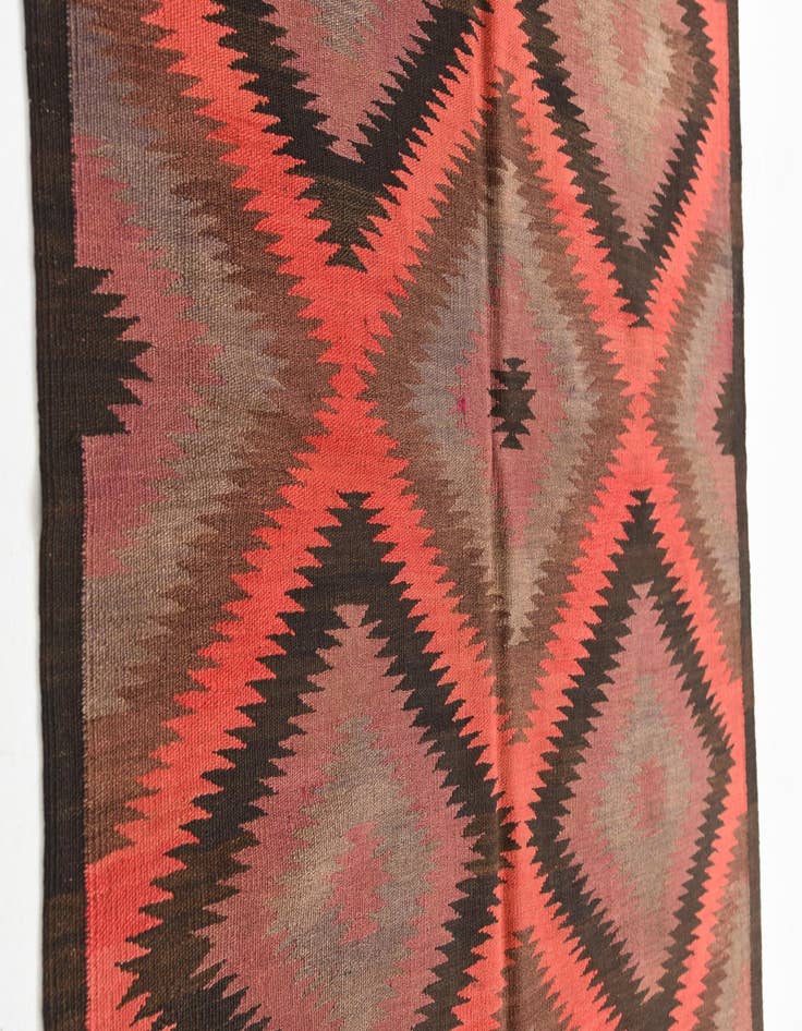 Detail image of  4' 4 x 14' 6  Hand Woven Kilim Maymana Wool Runner Rug
