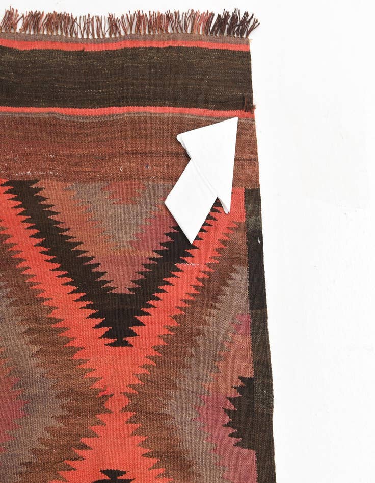Detail image of  4' 4 x 14' 6  Hand Woven Kilim Maymana Wool Runner Rug